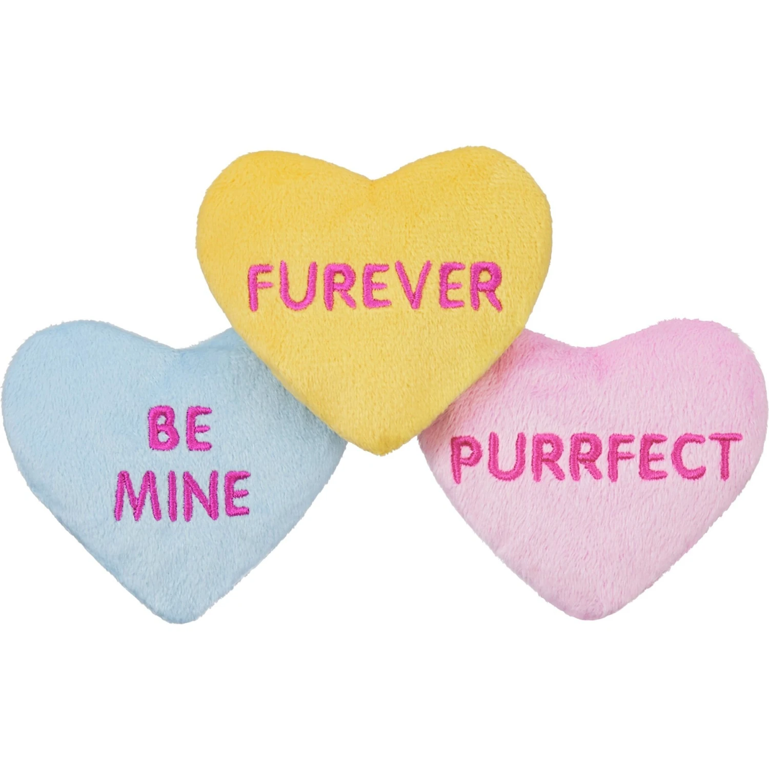Frisco Candy Hearts Plush Cat Toy With Catnip, 3 Count 3 Frisco Candy Hearts Plush Cat Toy With Catnip, 3 Count
