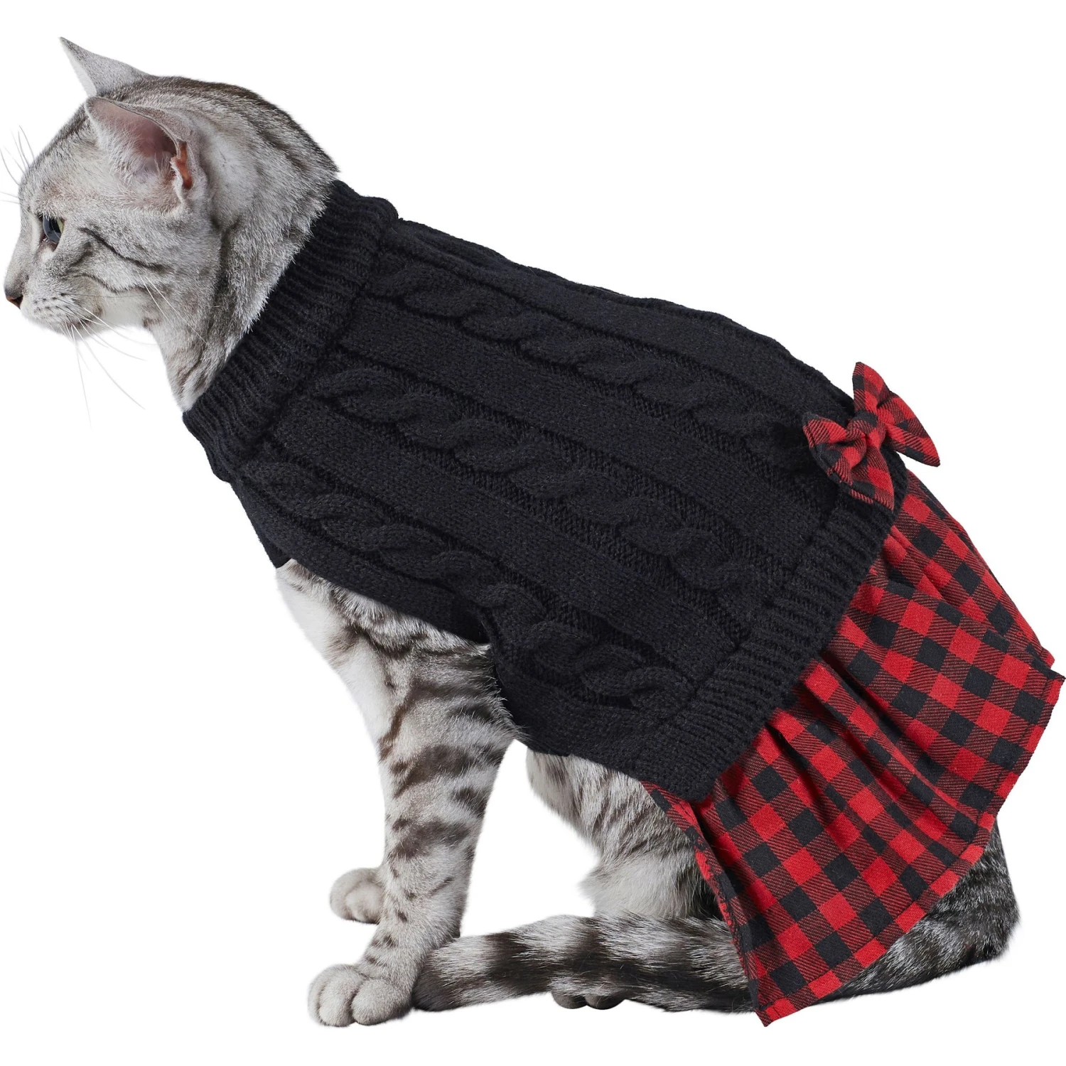 Frisco Plaid Cable Knit Dog & Cat Sweater Dress 3 Frisco Plaid Cable Knit Dog & Cat Sweater Dress