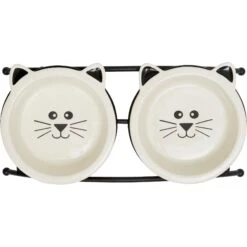 Frisco Cat Face Non-skid Elevated Double Ceramic Cat Bowl -Frisco 256113 PT4. AC SS1800 V1615312897