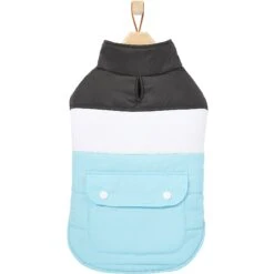Frisco Mediumweight Colorblock Insulated Dog & Cat Puffer Coat With Pocket, Blue -Frisco 268311 PT4. AC SS1800 V1628826737