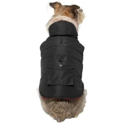 Frisco Mid-Heavyweight Cinching Insulated Dog & Cat Parka, Black/Red Plaid