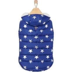Frisco Mediumweight Metallic Star Print Insulated Dog & Cat Parka, Navy -Frisco 268413 PT4. AC SS1800 V1628824388