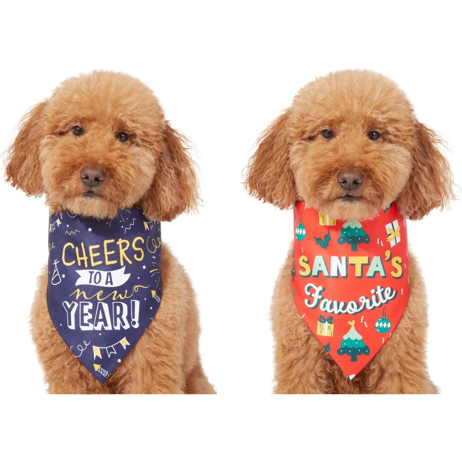 Frisco Santa's Favorite & Cheers To The New Year Dog & Cat Reversible Bandana 5 Frisco Santa's Favorite & Cheers To The New Year Dog & Cat Reversible Bandana - Image 3