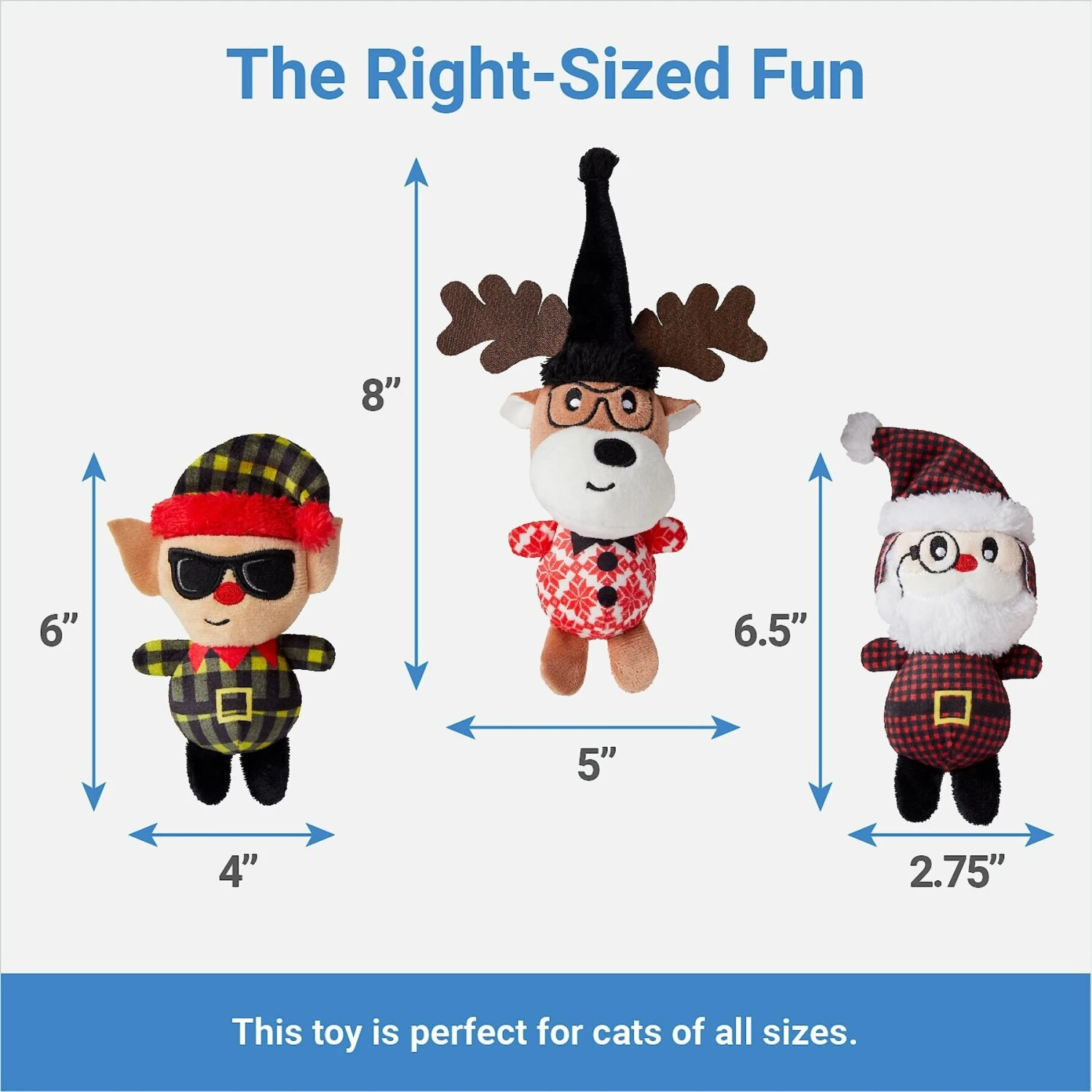 Frisco Holiday Hipster Santa & Friends Plush Cat Toy With Catnip, 3 Count 4 Frisco Holiday Hipster Santa & Friends Plush Cat Toy With Catnip, 3 Count - Image 2