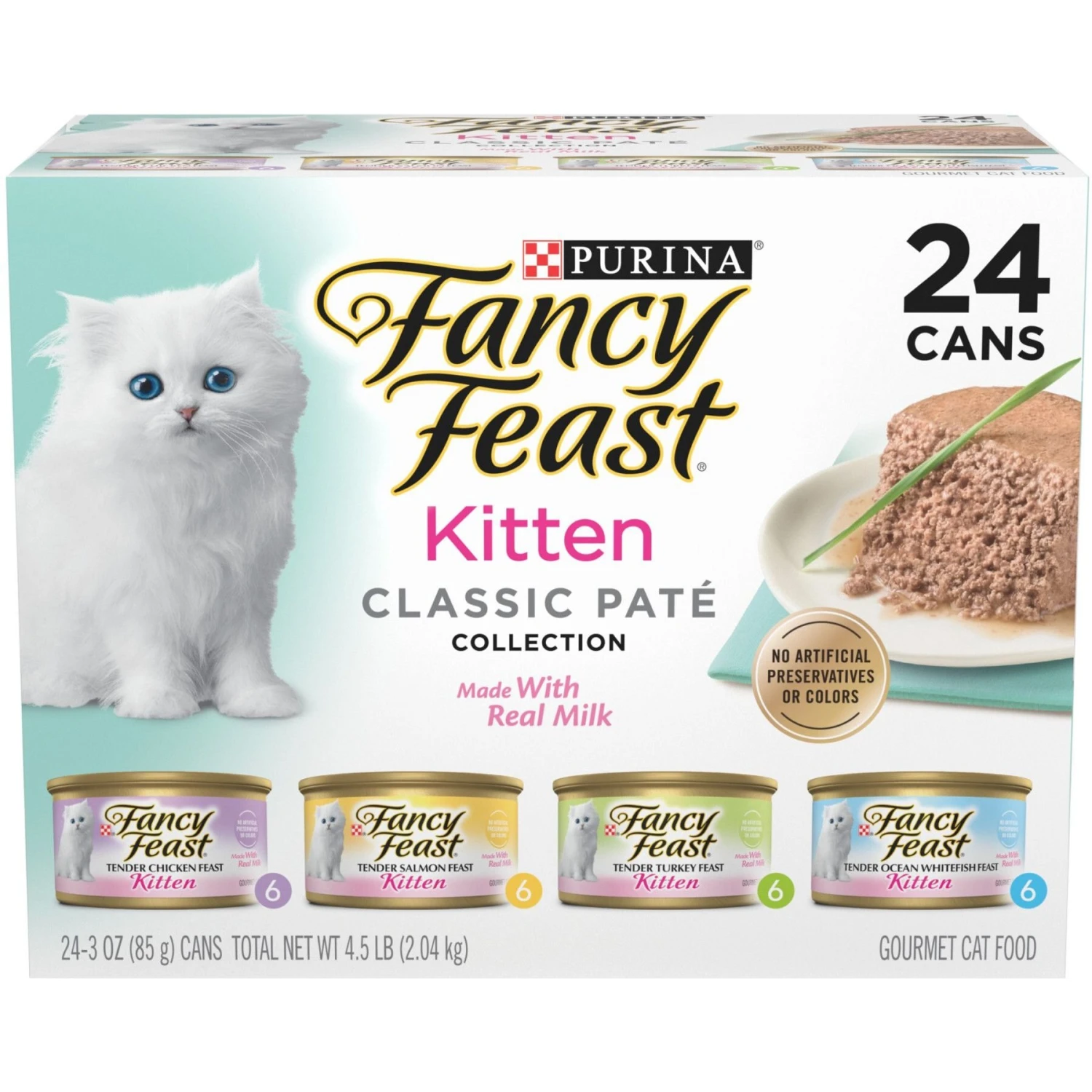 Fancy Feast Tender Feast Variety Pack Canned Kitten Food & Frisco Bird With Feathers Teaser Wand Cat Toy With Catnip 4 Fancy Feast Tender Feast Variety Pack Canned Kitten Food & Frisco Bird With Feathers Teaser Wand Cat Toy With Catnip - Image 2