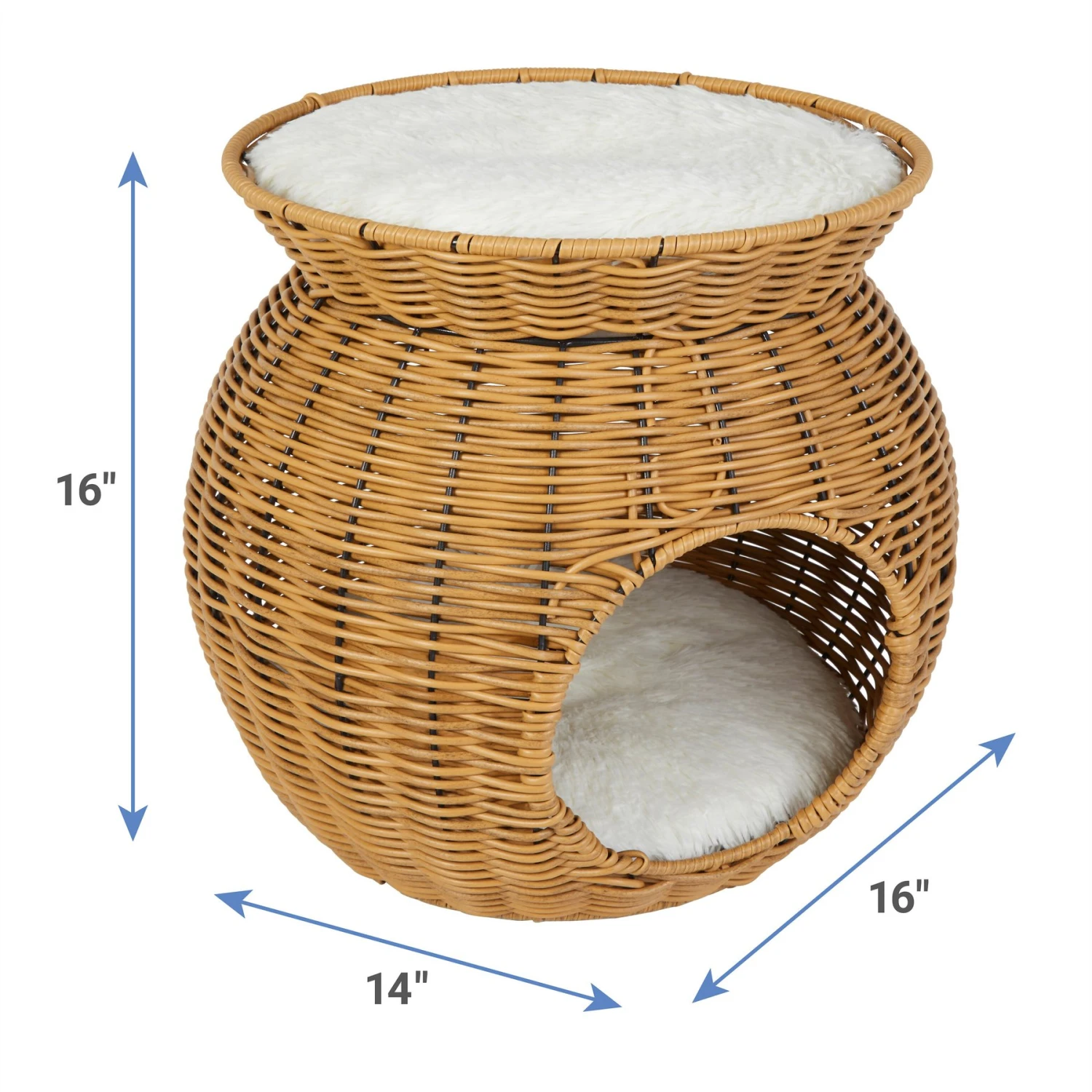 Frisco Round Wicker Cat Condo With Top Perch 4 Frisco Round Wicker Cat Condo With Top Perch - Image 2