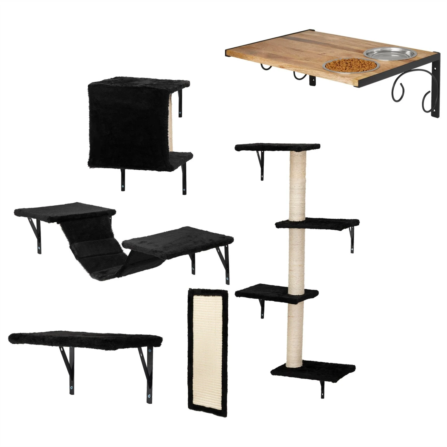 Coziwow Wall Mounted Shelves Set Cat Tree & Frisco Wooden Wall Mounted Stainless Steel Cat Feeding Station With Bowl 3 Coziwow Wall Mounted Shelves Set Cat Tree & Frisco Wooden Wall Mounted Stainless Steel Cat Feeding Station With Bowl